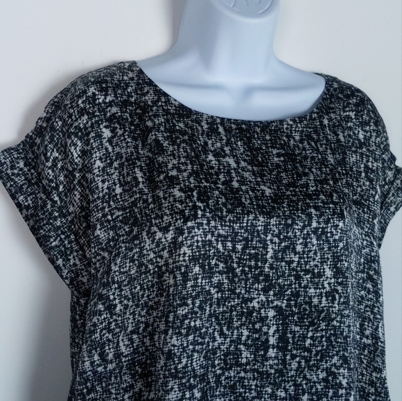 Eileen Fisher Silk Blend Black and White Printed Shift Dress, XS - Picture 4 of 7